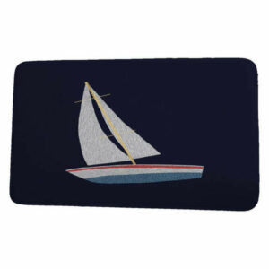 Sail, Sun, & Fun Set Sail Geometric Print Bath Mat, Navy Blue, 21"x34"