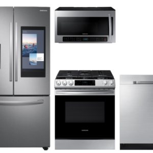 Samsung 3-door Family Hub Refrigerator + Slide-in Gas Range with Wi-Fi + StormWash Dishwasher + Microwave in Stainless Steel(BNDL-1604351037303)