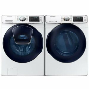 Samsung AddWash Front Load Washer & Dryer Set with Super Speed in White(BNDL-1579765825010)