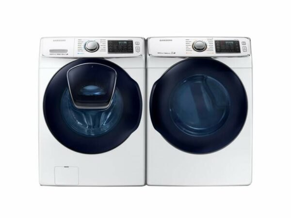 Samsung AddWash Front Load Washer & Dryer Set with Super Speed in White(BNDL-1579765825010)