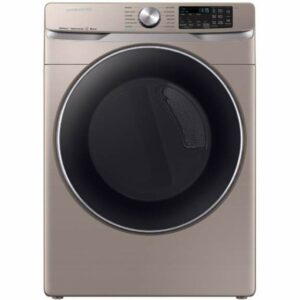 Samsung DVE45R6300 27 Inch Wide 7.5 Cu Ft. Energy Star Rated Electric Dryer with Bixby Compatibility Champagne Laundry Appliances Dryers Electric