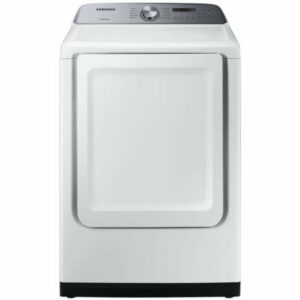 Samsung DVE50R5200 27 Inch Wide 7.4 Cu Ft. Electric Dryer with Smart Care White Laundry Appliances Dryers Electric Dryers