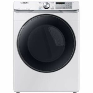 Samsung DVE50R8500 27 Inch Wide 7.5 Cu Ft. Energy Star Rated Electric Dryer with Bixby Compatibility and Sensor Dry White Laundry Appliances Dryers