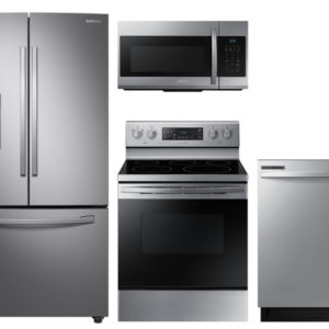 Samsung Large Capacity 3-door Refrigerator + Electric Range with Convection + 55 dBA Dishwasher + Microwave in Stainless Steel(BNDL-1604347824307)