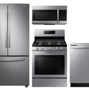 Samsung Large Capacity 3-door Refrigerator + Gas Range with Convection + 55 dBA Dishwasher + Microwave in Stainless Steel(BNDL-1604349024134)