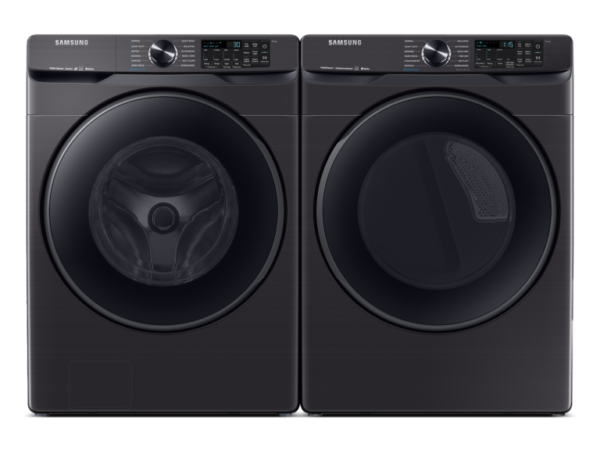 Samsung Smart Front Load Washer & Dryer Set with Super Speed and Steam Sanitize+ in Black Stainless Steel(BNDL-1603913098899)