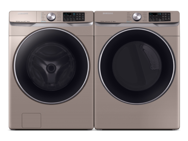 Samsung Smart Front Load Washer & Dryer Set with Super Speed and Steam Sanitize+ in Champagne(BNDL-1603914669278)