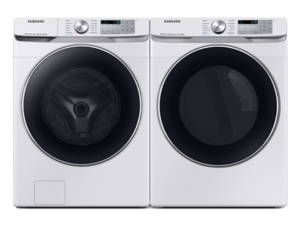 Samsung Smart Front Load Washer & Dryer Set with Super Speed and Steam Sanitize+ in White(BNDL-1603918467523)