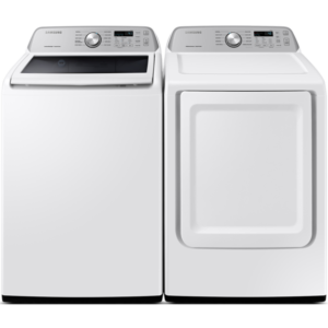 Samsung Top Load Washer & Dryer Set with Active WaterJet and Sensor Dry in White(BNDL-1603923407750)