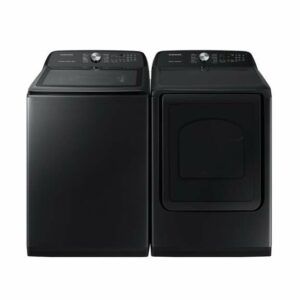 Samsung Top Load Washer & Dryer Set with Super Speed and Steam Sanitize+ in Black Stainless Steel(BNDL-1579766350497)