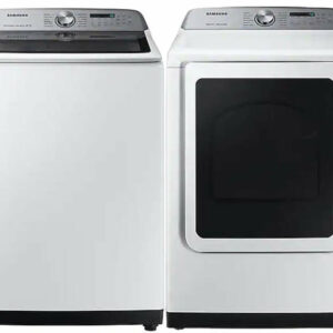 Samsung White Top Load Washer with Gas Steam Dryer