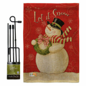 Scarf Snowman Let it Snow Winter Christmas Garden Flag Set