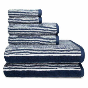 Seaford Stripe 6 Piece Bath Towel Set in Blue