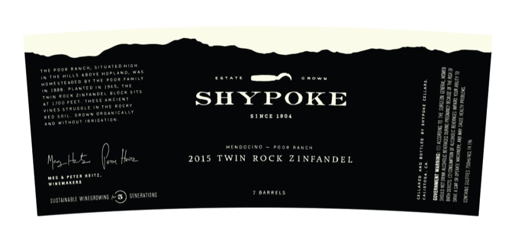 Shypoke 2015 Twin Rock Zinfandel - Red Wine