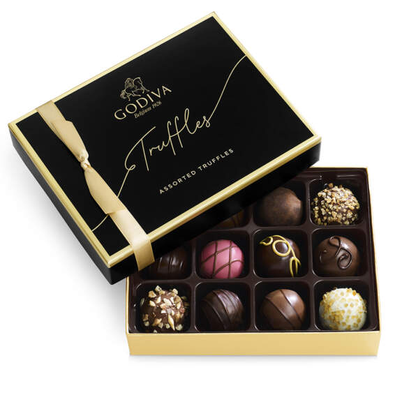 Signature Chocolate Truffles Gift Box and Ballotin, 12pc Dark, White, Milk Chocolate Signature Chocolate Truffles Gift Box and Ballotin, 12pc Dark, White, Milk Chocolate