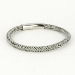 Silver Breaded Stainless Steel Wrap Bracelet
