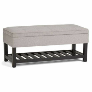 Simpli Home Cosmopolitan Living Room Bench in Cloud Gray