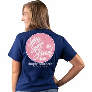Simply Southern Women's Served Short Sleeve T-Shirt Navy Blue, Medium - Women's Graphic Tops at Academy Sports