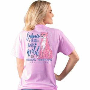 Simply Southern Women's Wild Side Short Sleeve T-Shirt Pink Light, Large - Women's Graphic Tops at Academy Sports