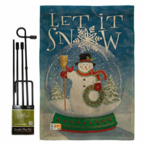 Snow Globe Snowman Winter Christmas Garden Flag Set