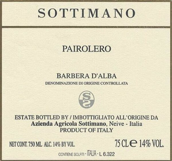 Sottimano 2017 Barbera d'Alba Pairolero - Red Wine