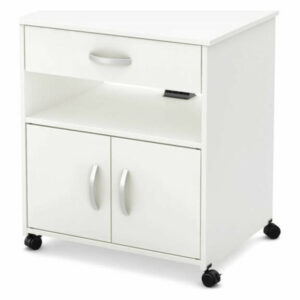 South Shore Axess Microwave Cart On Wheels, Pure White