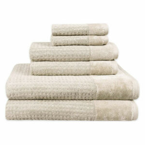 Spa Check Textured 6 Piece Bath Towel Set in Chateau Gray