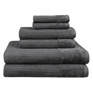 Spa Check Textured 6 Piece Bath Towel Set in Quiet Shade