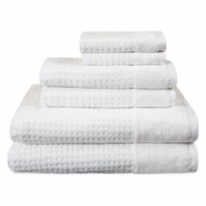 Spa Check Textured 6 Piece Bath Towel Set in White