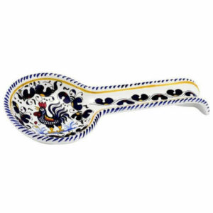 Spoon Rest Deruta Majolica Orvieto Rooster Blue Ceramic Dishwasher