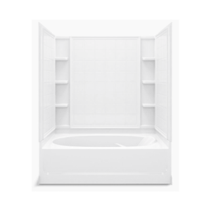 Sterling 71100116 Ensemble 60" x 36" x 72" Tile Bath/Shower with Age in Place Backers - Left-hand Drain White Showers Shower Modules Alcove