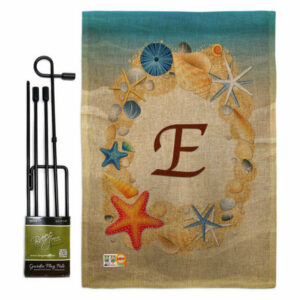 Summer E Initial Coastal Beach Garden Flag Set