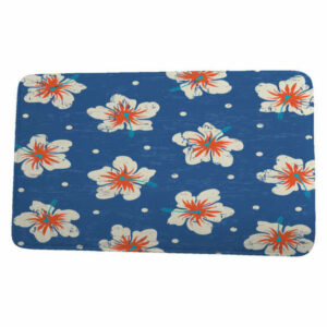 Surf, Sand, & Sea Hibiscus Blooms Floral Print Bath Mat, Blue, 21"x34"