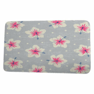 Surf, Sand, & Sea Hibiscus Blooms Floral Print Bath Mat, Gray, 17"x24"