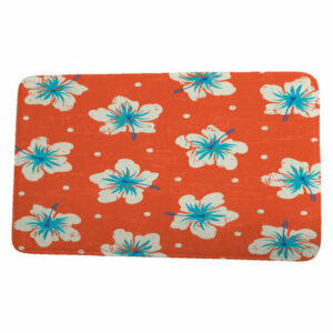 Surf, Sand, & Sea Hibiscus Blooms Floral Print Bath Mat, Orange, 17"x2