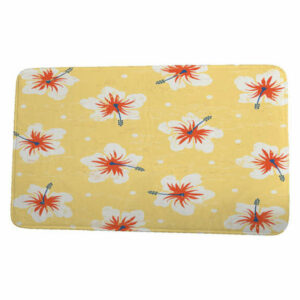 Surf, Sand, & Sea Hibiscus Blooms Floral Print Bath Mat, Yellow, 17"x2