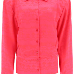 THE ATTICO JACQUARD SATIN SHIRT WITH SHOULDER STRAPS 42 Fuchsia