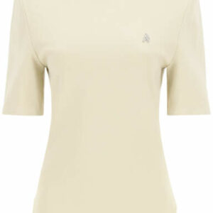 THE ATTICO TESSA T-SHIRT WITH METAL LOGO S Beige Cotton