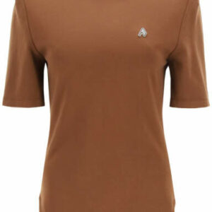 THE ATTICO TESSA T-SHIRT WITH METAL LOGO S Brown Cotton