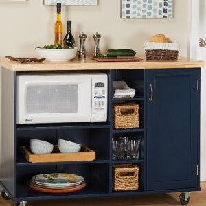 Target Marketing Systems Kitchen Carts Navy/Natural - Navy Galvin Microwave Cart