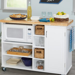 Target Marketing Systems Kitchen Carts White/Natural - White Galvin Microwave Cart