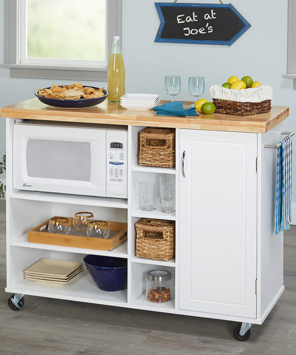 Target Marketing Systems Kitchen Carts White/Natural - White Galvin Microwave Cart