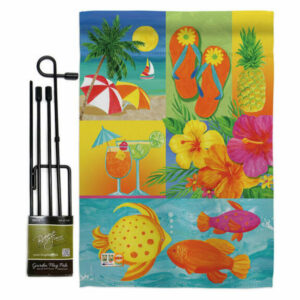 Tropical Collage Summer Fun In The Sun Garden Flag Set