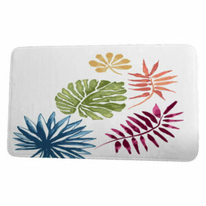 Tropical Resort Brambles Floral Print Bath Mat, Coral, 21"x34"