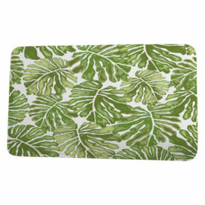 Tropical Resort Palm Leaves Floral Print Bath Mat, Green, 17"x24"