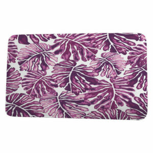 Tropical Resort Palm Leaves Floral Print Bath Mat, Purple, 17"x24"