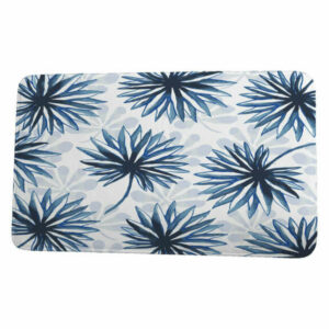 Tropical Resort Spike and Stamp Floral Print Bath Mat, Blue, 21"x34"