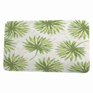 Tropical Resort Spike and Stamp Floral Print Bath Mat, Green, 17"x24"