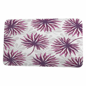 Tropical Resort Spike and Stamp Floral Print Bath Mat, Purple, 21"x34"