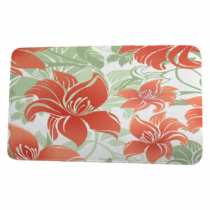 Tropical Resort Tree Mallow Floral Print Bath Mat, Orange, 17"x24"